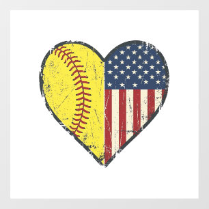 Autocollant Pour Fenêtre Conception de vecteur vintage de coeur de softball