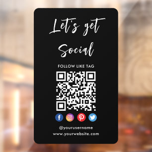 Autocollant Pour Fenêtre Connectez-Vous Aux Médias Sociaux Américains Noir