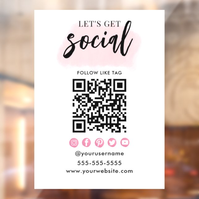 Autocollant Pour Fenêtre Connectez-Vous Aux Médias Sociaux Américains QR Co (Feuille 2)