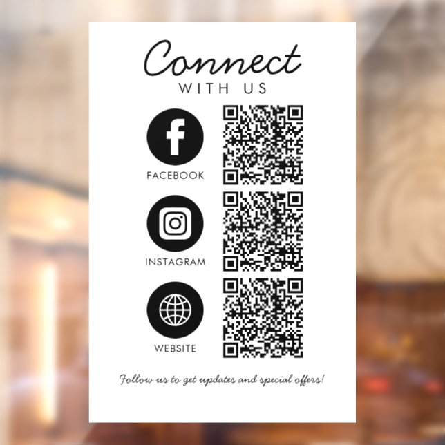 Autocollant Pour Fenêtre Connectez-vous aux médias sociaux américains QR Co (Feuille 2)