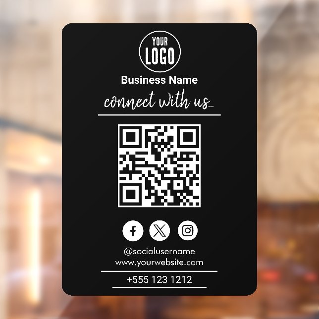 Autocollant Pour Fenêtre Connectez-vous avec nous | Code QR de médias socia (Feuille 2)