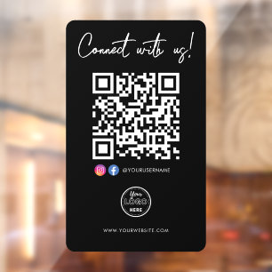Autocollant Pour Fenêtre Connectez-vous avec nous Facebook Instagram QR Cod