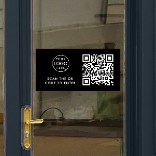 Autocollant Pour Fenêtre Contrôle d'accès   Code QR Logo Noir Entreprise