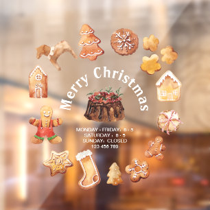 Autocollant Pour Fenêtre Cookies de Noël Saison de Vacances Boulangerie D
