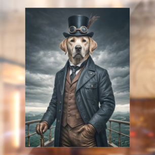 Autocollant Pour Fenêtre Cool Elégant Victorian Steampunk Labrador Chien Ar