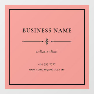 Autocollant Pour Fenêtre Coral Pink Nom d'entreprise simple Cadre Noir