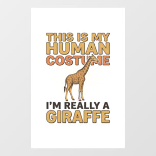 Autocollant Pour Fenêtre Costume Humain de Girafe Drôle Gravure Vintage Shi