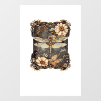 Autocollant Pour Fenêtre Cottagecore Floral Dragonfly Nature Insect Animal 