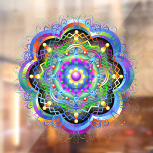 Autocollant Pour Fenêtre Couleurs psychédéliques Universe Mandala