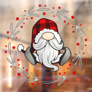 Autocollant Pour Fenêtre Couronne de Noël Père Noël Drôle de Gnome Entrepri