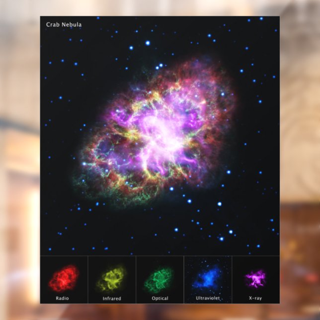 Autocollant Pour Fenêtre Crabe Nebula Supernova Remnant Hubble Composite (Feuille 2)