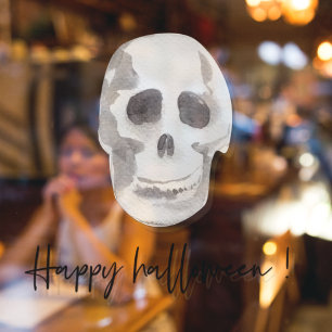 Autocollant Pour Fenêtre Crâne effrayant noir et blanc   Bonne Halloween 