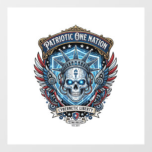 Autocollant Pour Fenêtre Crâne Liberté Cyber Patriotique Futur Cyberpunk Gr