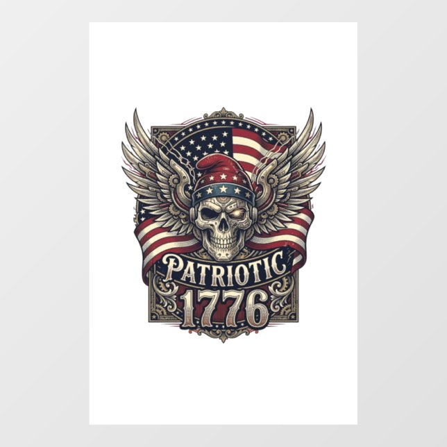 Autocollant Pour Fenêtre Crâne Liberté Cyber Patriotique Futur Cyberpunk Gr (Feuille)
