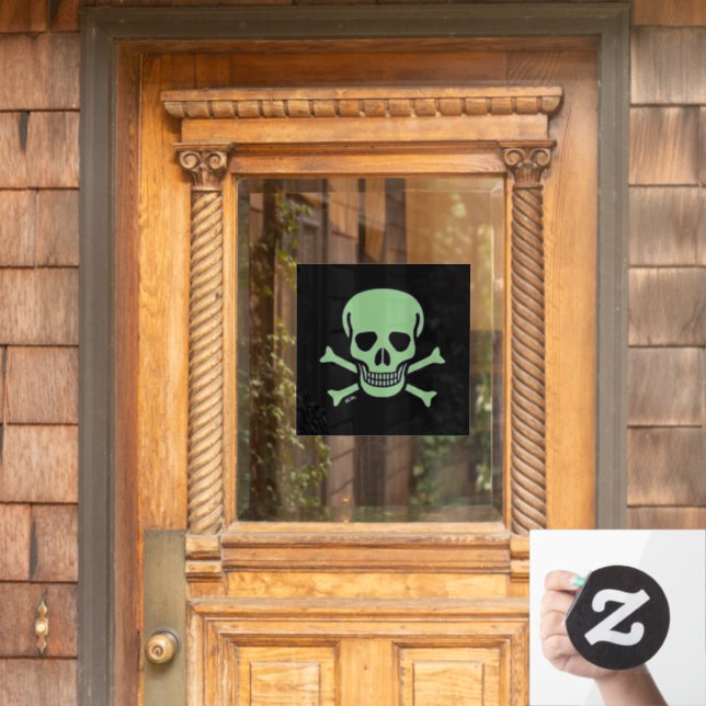 Autocollant Pour Fenêtre Crâne vert carré noir fenêtre serrer la clé avant (Porte d'accueil)