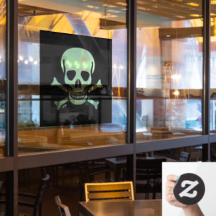 Autocollant Pour Fenêtre Crâne vert noir lg carré fenêtre serrer le bâton a