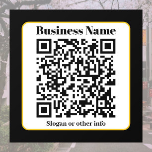 Autocollant Pour Fenêtre Create Your Own QR Code Black White Gold Border