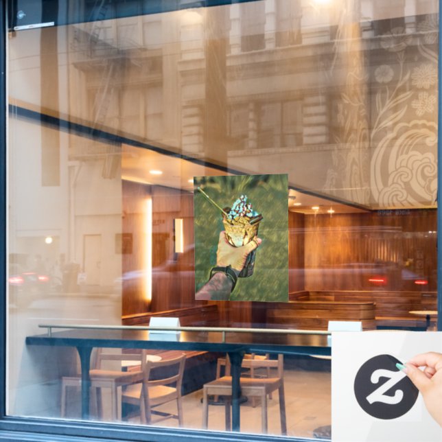 Autocollant Pour Fenêtre crème glacée froide cool (Fenêtre de café)