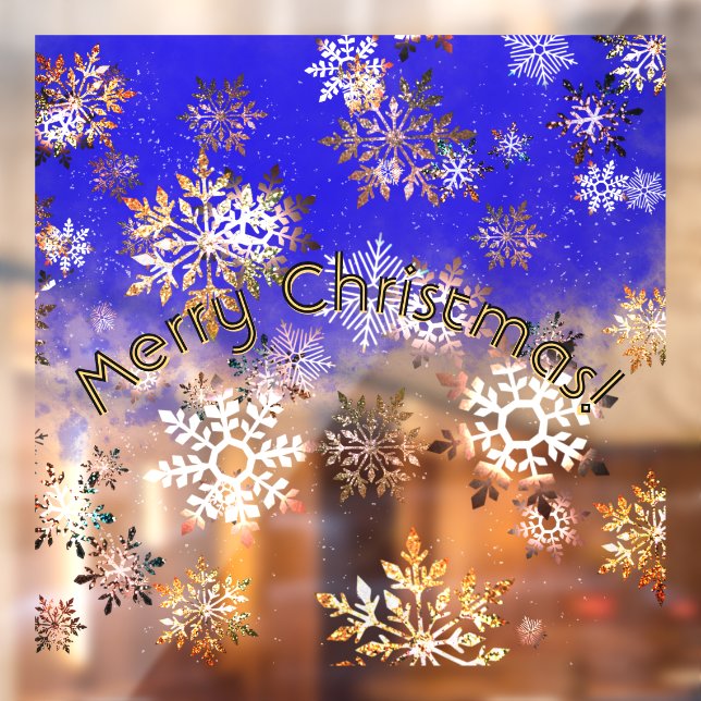 Autocollant Pour Fenêtre Cristaux de neige étincelants dans la nuit de Noël (Feuille 2)