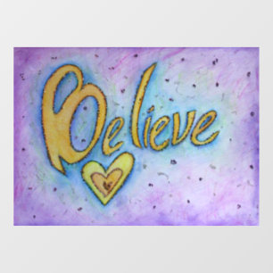 Autocollant Pour Fenêtre Croire Coeur Inspirationnel Word Art Cling fenêtre
