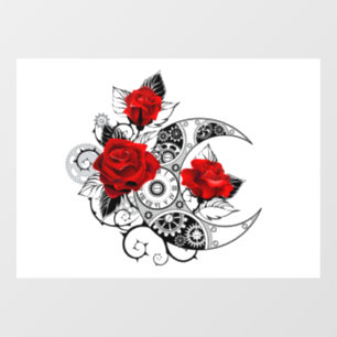 Autocollant Pour Fenêtre Croissant mécanique avec roses rouges