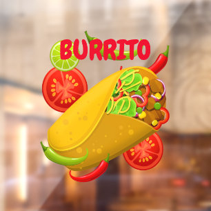Autocollant Pour Fenêtre Cuisine mexicaine Burrito Clouage de fenêtre