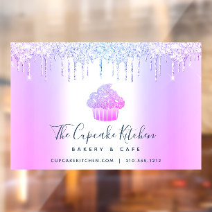 Autocollant Pour Fenêtre Cupcake Boulangerie Pâtisserie Chef Purple Parties