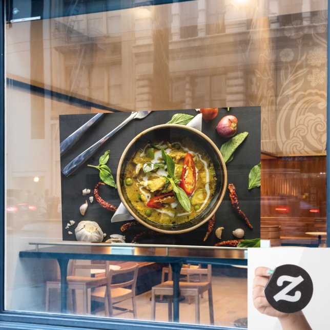 Autocollant Pour Fenêtre Curry vert épices thaïlandaises Herbes Cuisine Cur (Fenêtre de café)