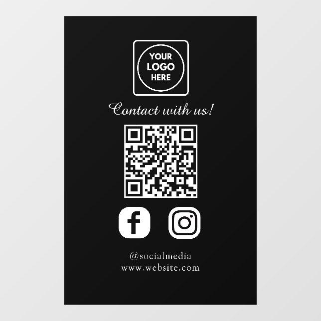 Autocollant Pour Fenêtre Custom Black QR Code | Social Media Display (Feuille)
