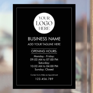 Autocollant Pour Fenêtre Custom Business Logo Opening Hour Modern Simple