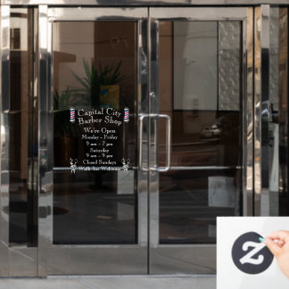 Autocollant Pour Fenêtre Customize Barber Shop Weekly Open Hours