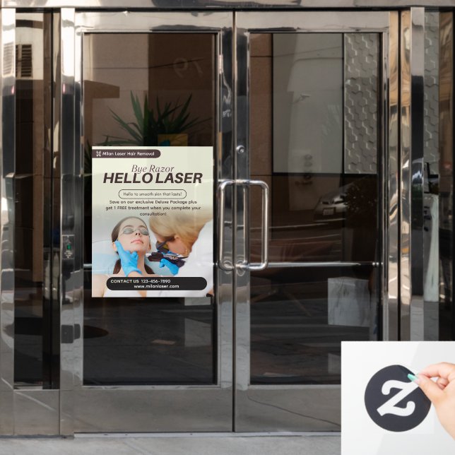 Autocollant Pour Fenêtre Customize Clean Laser Hair Removal Clinic Promo (Porte de bureau)