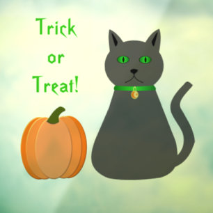 Autocollant Pour Fenêtre Cute Halloween Chat et Citrouille fête personnalis