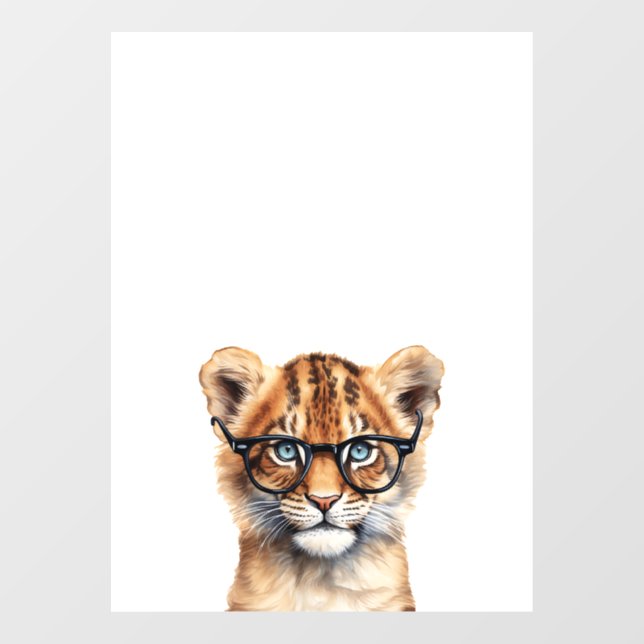 Autocollant Pour Fenêtre Cute Lion Cub Porte Des Lunettes (Feuille)