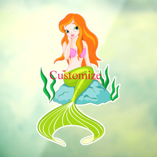 Autocollant Pour Fenêtre Cute Sirène Redhead Thunder_Cove