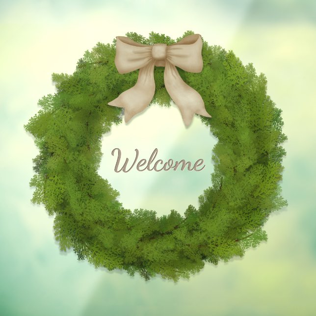 Autocollant Pour Fenêtre Cypress Wreath With Bow Nom ou salut personnalisés (Feuille 3)