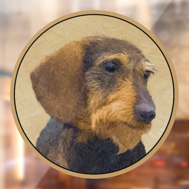 Autocollant Pour Fenêtre Dachshund (À poils durs) Peinture Chien Art origin (Feuille 2)