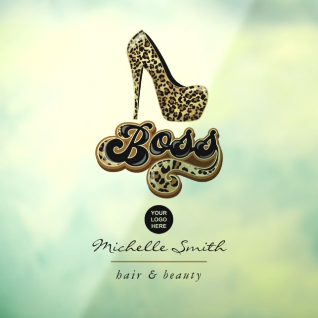 Autocollant Pour Fenêtre Dame de la Boss Léopard Noir et Or (Feuille 3)