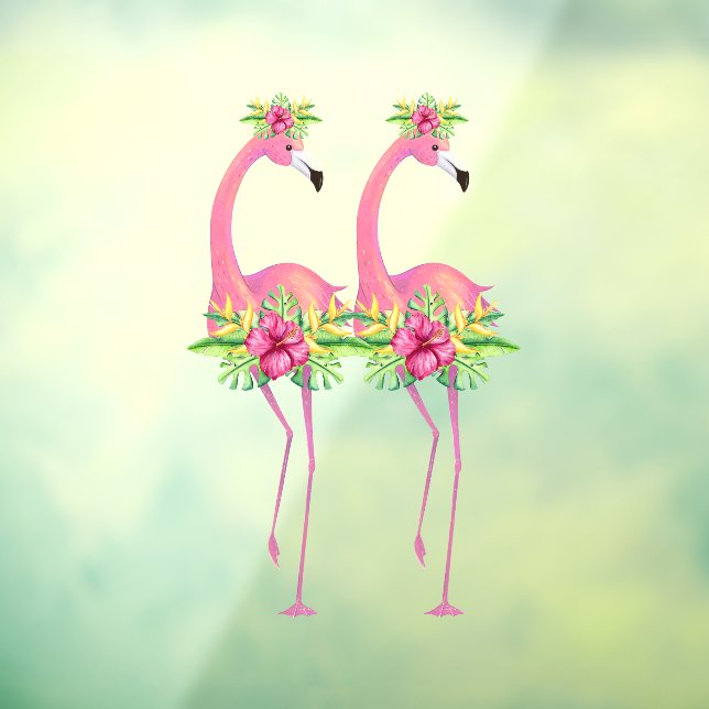 Autocollant Pour Fenêtre Danseurs de flamants tropicaux plantes de jungle  (Feuille 3)