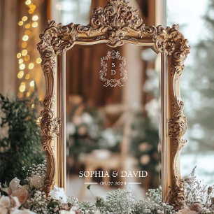 Autocollant Pour Fenêtre Décal Initiales personnalisées du miroir Mariage m