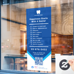 Autocollant Pour Fenêtre Dentiste des services Code QR du logo commercial