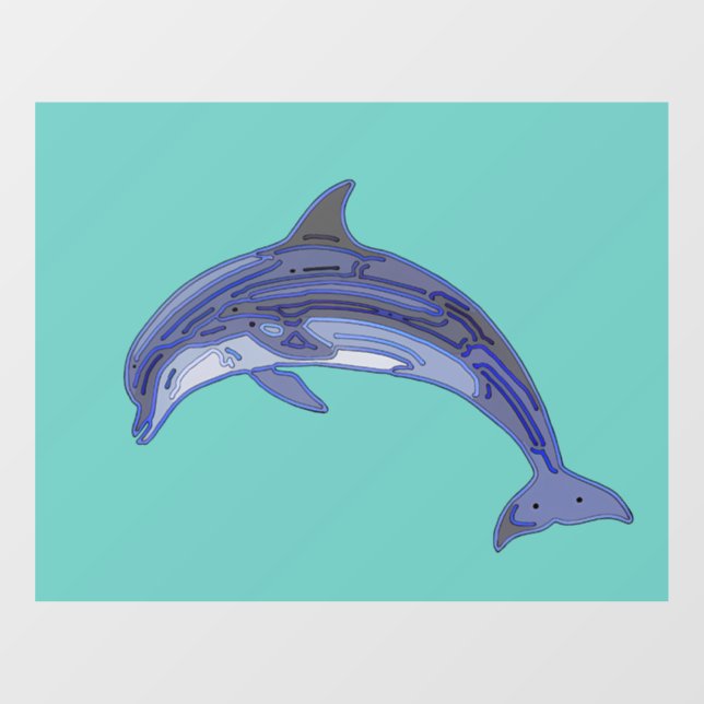Autocollant Pour Fenêtre Design d'art de la ligne Dolphin (Feuille)