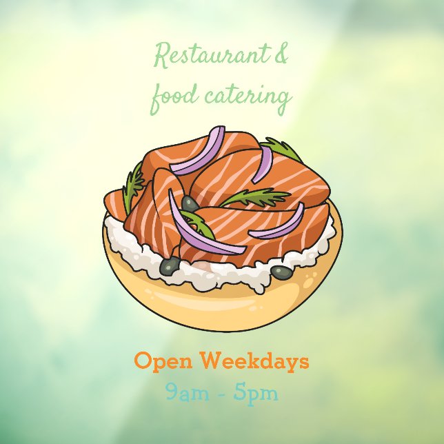 Autocollant Pour Fenêtre dessin animé de bagel saumon (Feuille 3)