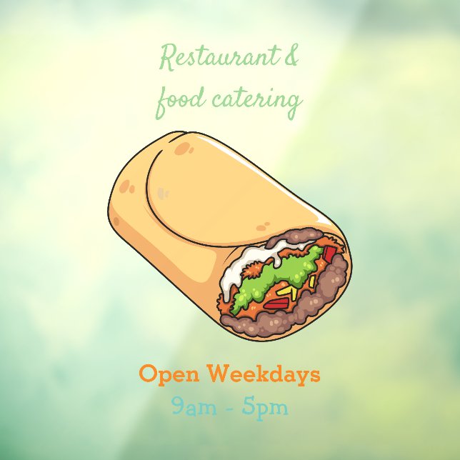 Autocollant Pour Fenêtre dessin animé de Burrito (Feuille 3)