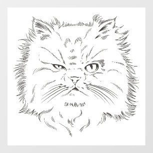 Autocollant Pour Fenêtre Dessin de tête d'un chat perse