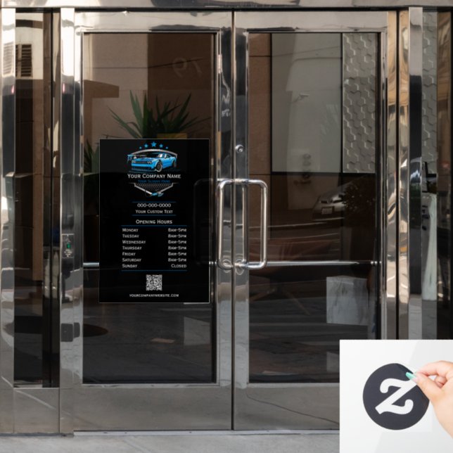 Autocollant Pour Fenêtre Détail automatique professionnel Lave-auto Heures  (Porte de bureau)