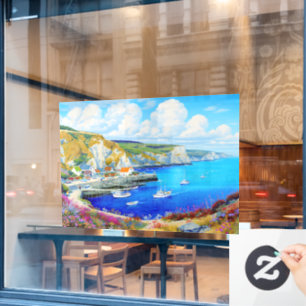 Autocollant Pour Fenêtre "Devon Harbour Dreamscape" - Un paysage marin angl