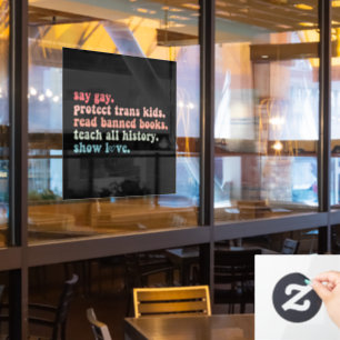 Autocollant Pour Fenêtre Dis Gay Protégez les enfants trans Lisez les livre