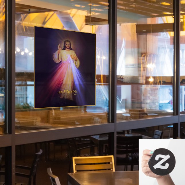 Autocollant Pour Fenêtre Divine Mercy Gold (Fenêtre du restaurant)
