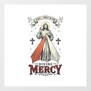 Autocollant Pour Fenêtre Divine Mercy Jésus je me confie en Toi Vintage T-S